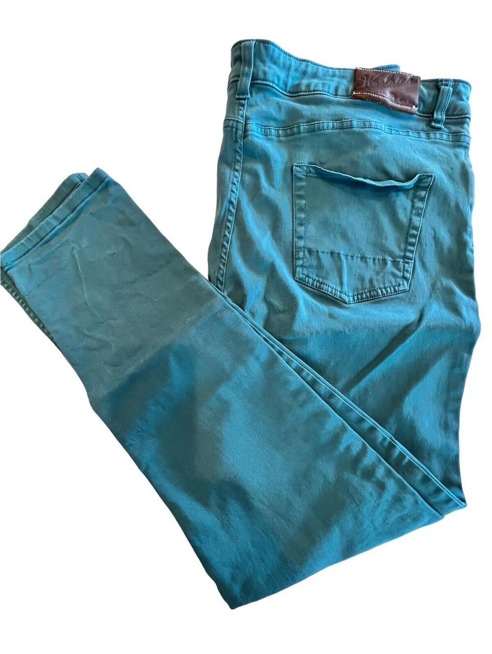 Woolrich Womens Slim Jeans Turquoise Stretch With Pockets Mid Rise Sz 16 - Picture 3 of 6